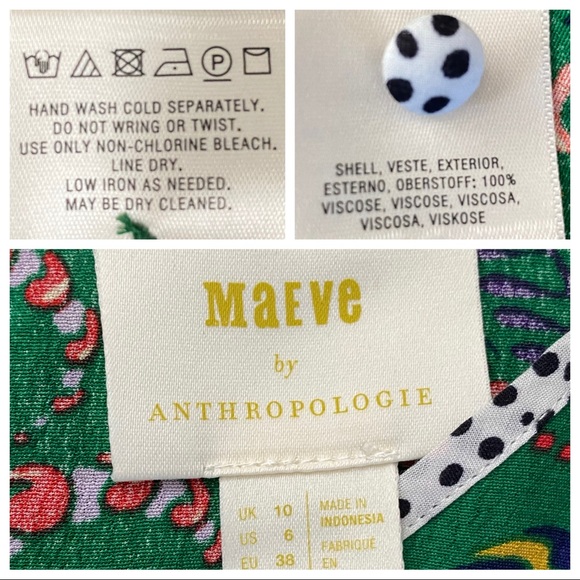 NWT Anthropologie Maeve Janis Dress, Green Paisley Print, Size 6. - Picture 16 of 16